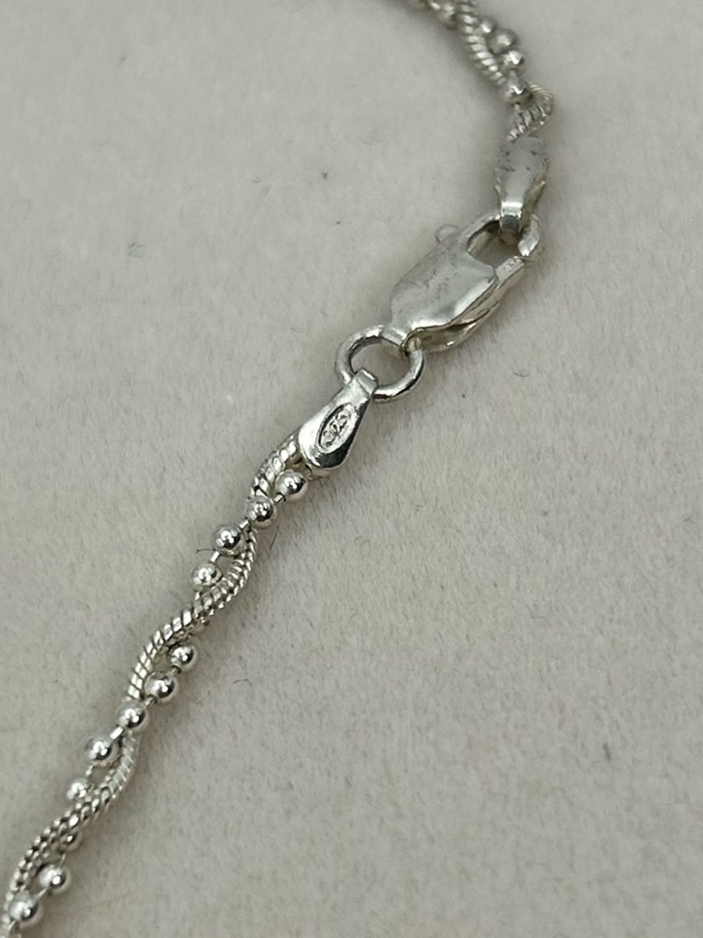 Sterling Silver Twisted Double Chain Anklet 10" Stamped 925 Italy SU - Picture 7 of 10